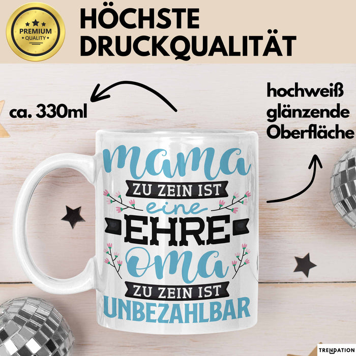 Unbezahlbare Oma Tasse Geschenk Muttertag Spruch Liebevoll Weiß Trendation