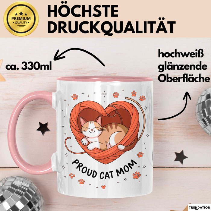 Katzen Mama Tasse Geschenk Lustige Geschenkidee Spruch Für Katzen Eltern Rosa Trendation