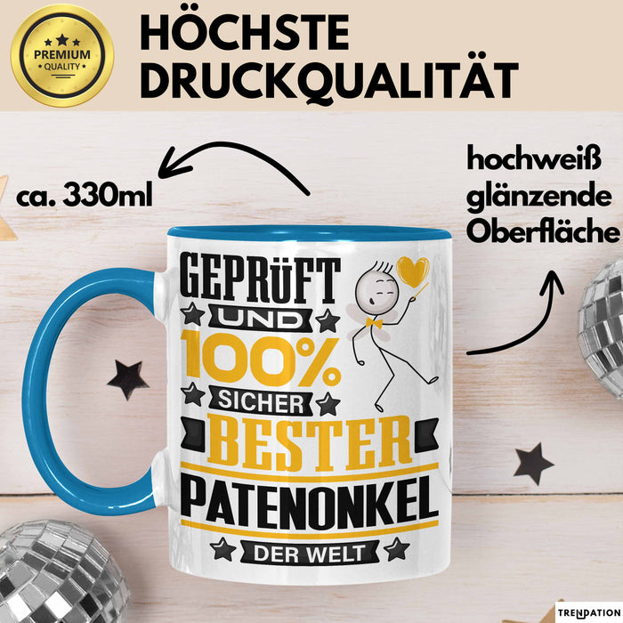 Patenonkel Geschenk Lustiger Spruch für Patenonkel Geschenkidee Bester Patenonkel Der Welt Blau Trendation