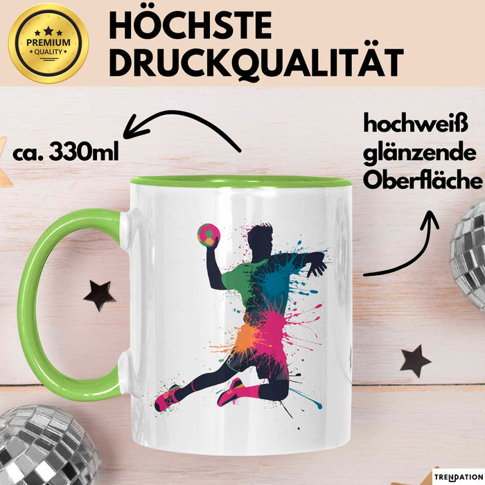 Handballspieler Tasse Geschenk Lustige Geschenkidee Spruch Grün Trendation