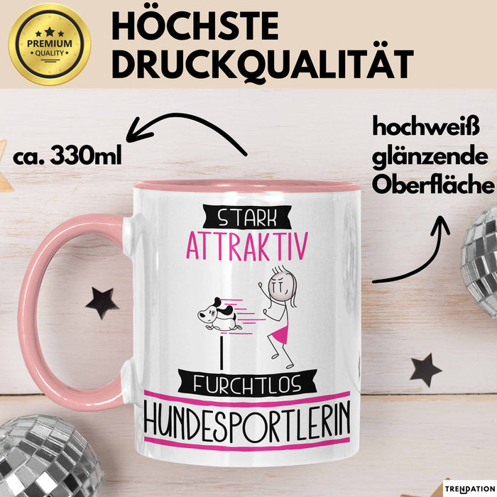 Hundesportlerin Tasse Geschenk Becher Stark Attraktiv Furchtlos Hundesportlerin Lustige Geschenkidee Rosa Trendation