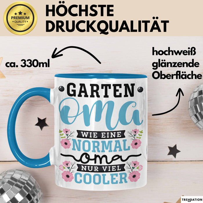 Garten Oma Tasse Geschenk Muttertag Witziger Spruch Cooler Becher Blau Trendation