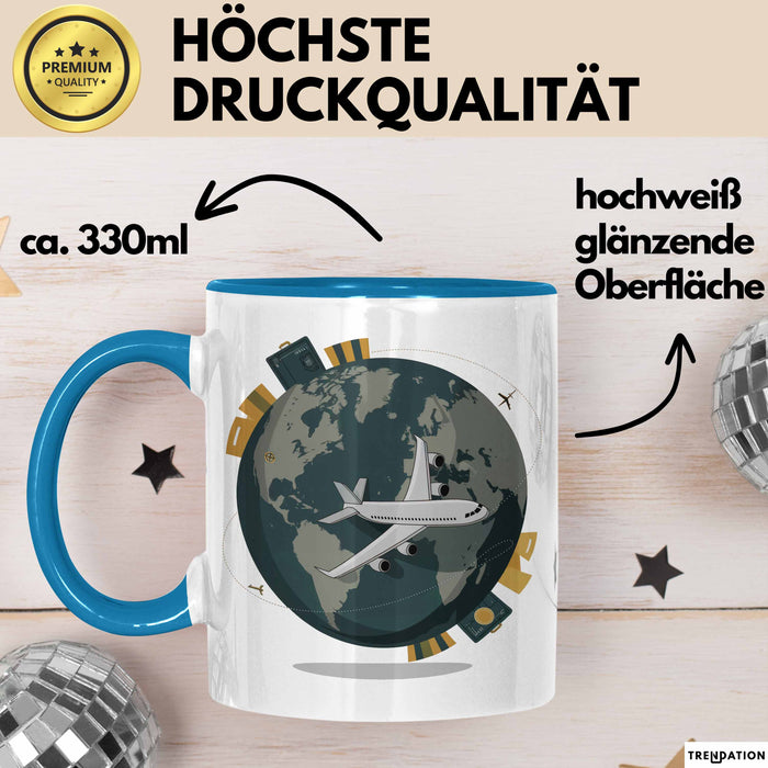 Reisender Tasse Geschenkidee für Abenteuerlustige Blau Trendation