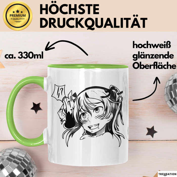 Anime Manga Mädchen Tasse Geschenk Lustige Geschenkidee Grün Trendation