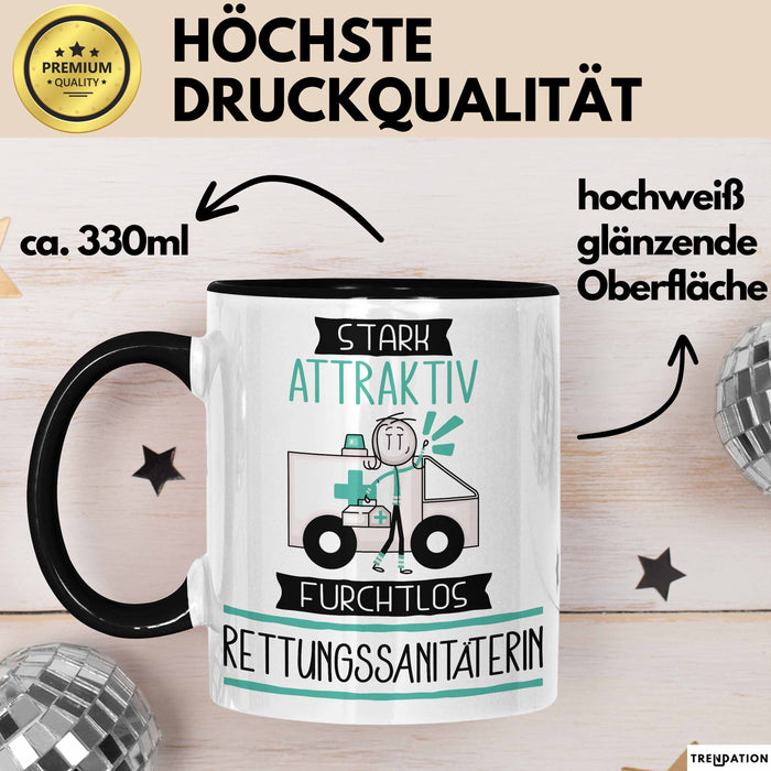 Rettungssanitäterin Tasse Geschenk Becher Stark Attraktiv Furchtlos Rettungssanitäterin Lustige Geschenkidee Trendation