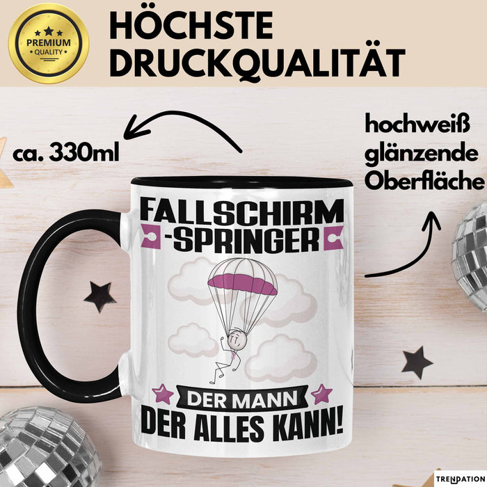 Fallschirmspringer Tasse Geschenk für Fallschirmspringer Der Mann Der Alles Kann Geschenkidee zum Geburtstag Schwarz Trendation