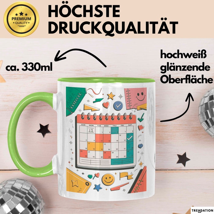 Planer Süchtiger Tasse Geschenk Lustige Geschenkidee Spruch Für Organisations Fans Grün Trendation