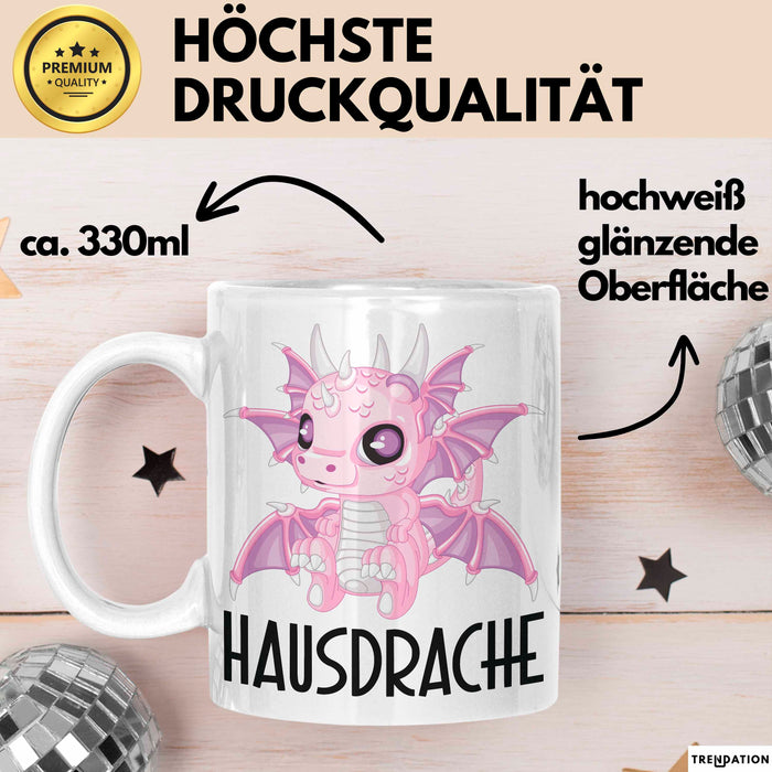 Hausdrache Tasse Geschenk Becher Weiß Trendation