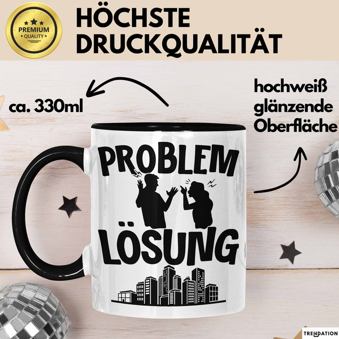 Immobilienmakler Tasse Geschenk für Immo Verkäufer Männer Geschenkidee Problem und Lösung Immobilien Schwarz Trendation