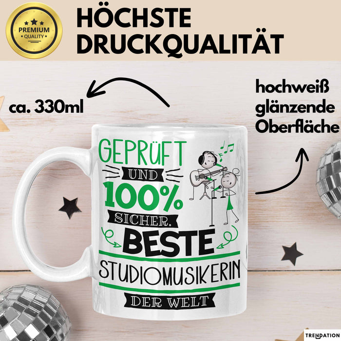 Beste Studiomusikerin Der Welt Tasse Geschenk für Eine Studiomusikerin Geprüft Und Sicher Geschenkidee Geburtstag Weihnachten Weiß Trendation