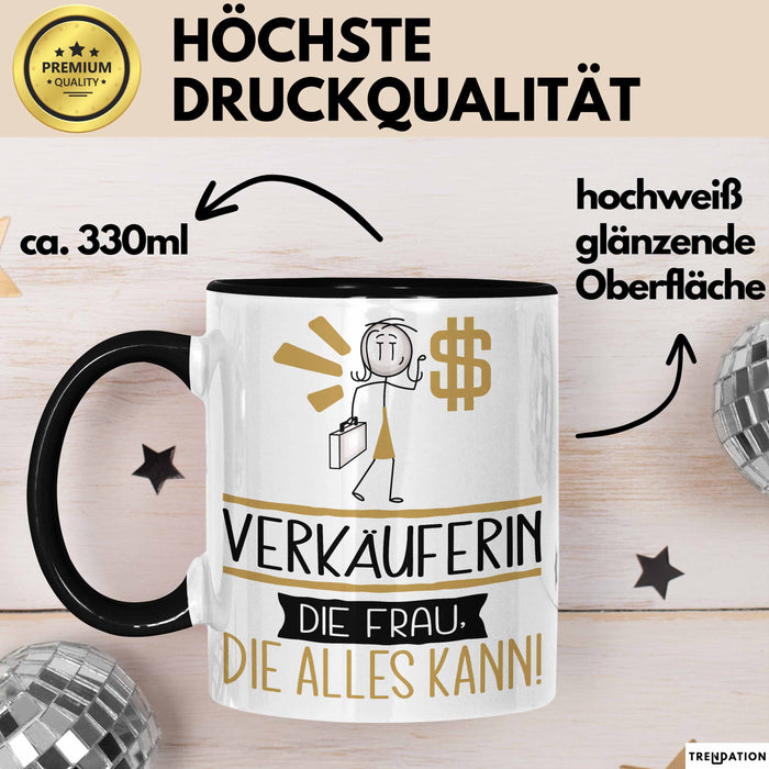 Verkäuferin Geschenk Tasse Becher Die Frau Die Allen Kann Geschenkidee für eine Verkäuferin Lustig Trendation