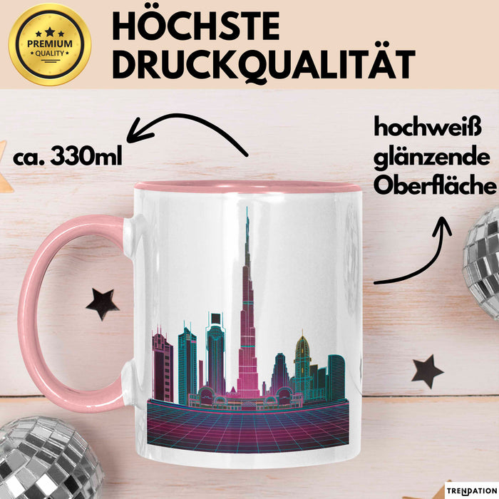 Dubai VAE Burj Khalifa Tasse Geschenk Lustige Geschenkidee Spruch Rosa Trendation