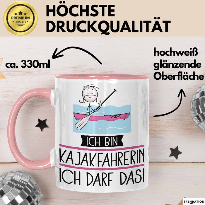 Geschenk für Kajakfahrerin Tasse Lustige Geschenkidee Geburtstag Ich Bin Kajakfahrerin Ich Darf Das Rosa Trendation