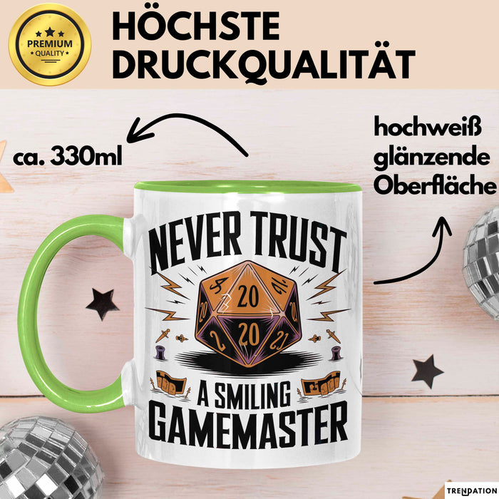 Gamer Tasse Geschenkidee Lachender Spielleiter Videospiel Grün Trendation