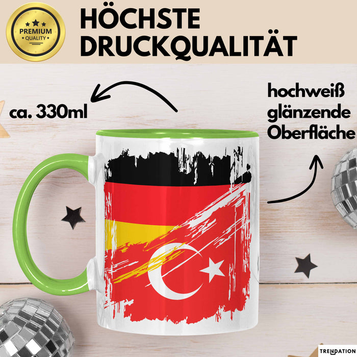 Türkei Deutschland Flagge Halb Deutscher Halb Türke Fußball Germany 2025 Europa Turkey Grün Trendation