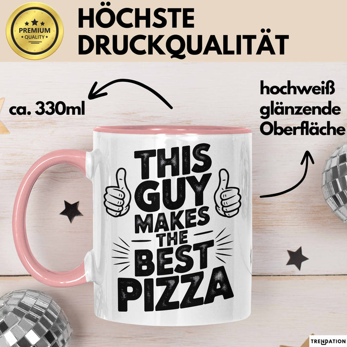 Pizzabäcker Tasse Geschenk Macht die beste Pizza Koch Spruch Rosa Trendation