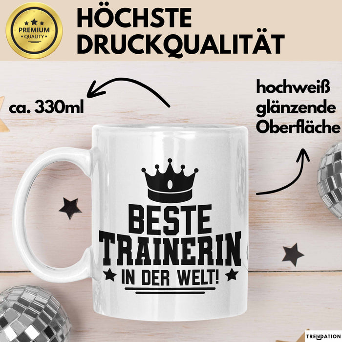 Trainerin Tasse Geschenk Beste Trainerin In Der Welt Fussball Handball Hockey Trainerin Weiß Trendation
