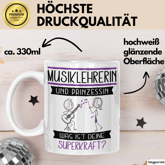 Musiklehrerin Und Prinzessin Tasse Geschenk Für Eine Musiklehrerin Geburtstag Was Ist Deine Superkraft Weiß Trendation