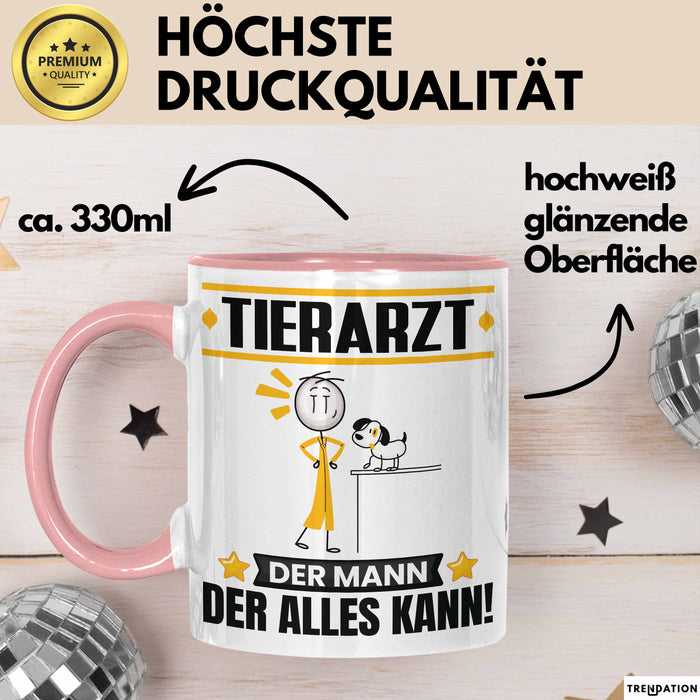 Tierarzt Tasse Geschenk für Tierarzt Der Mann Der Alles Kann Geschenkidee zum Geburtstag Rosa Trendation