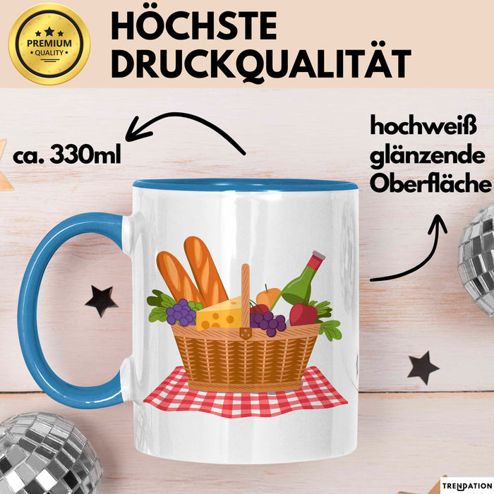 Picknick Fan Tasse Geschenkidee für Draußen Essen Liebhaber Blau Trendation