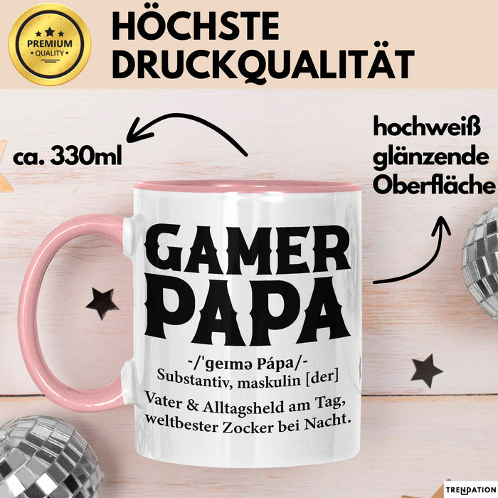 Spieler Papa Tasse Geschenk Lustige Geschenkidee Spruch Gamer Papa Rosa Trendation