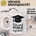 Schüler Abschluss Tasse Geschenk Lustige Geschenkidee Spruch Wir Sind Stolz Auf Dich Weiß Trendation