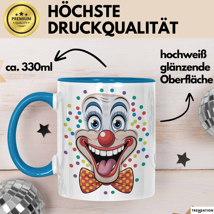 Zirkus Tasse Geschenk Lachender Clown Geschenkidee Künstler Blau Trendation