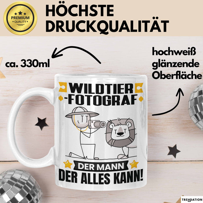 Wildtierfotograf Tasse Geschenk für Wildtierfotograf Der Mann Der Alles Kann Geschenkidee zum Geburtstag Weiß Trendation