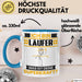 Läufer Tasse Geschenk für Läufer Geburtstag Lustiger Spruch Kaffee-Becher Was Ist Deine Superkraft Blau Trendation