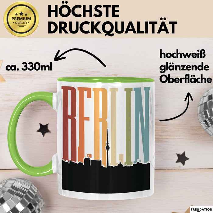 Berlin Tasse Geschenk Horizont Hauptstadt Stadt Spruch Geschenkidee Grün Trendation