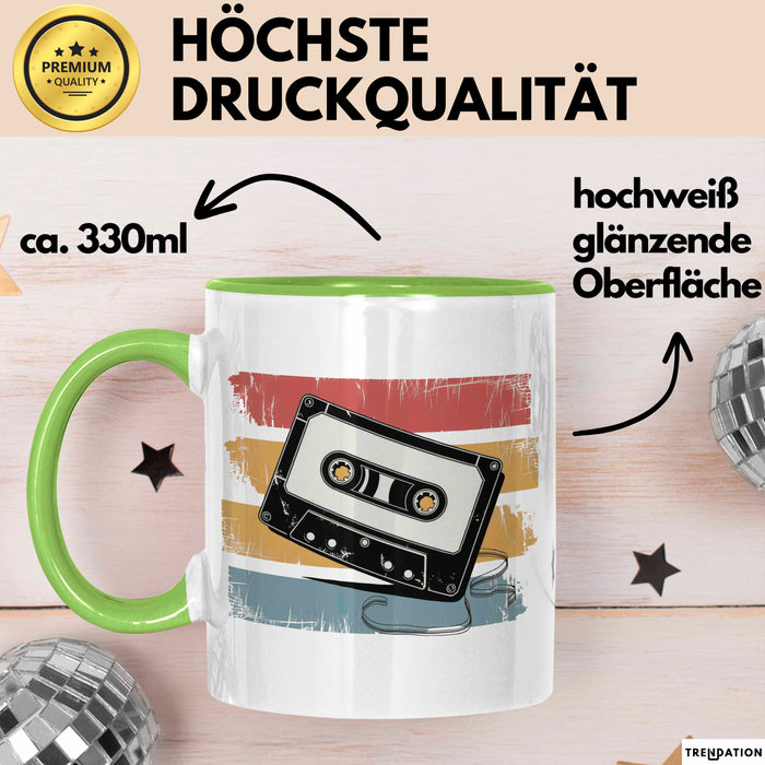Retro Vintage Kassette Tasse Geschenk Lustige Geschenkidee Spruch Grün Trendation