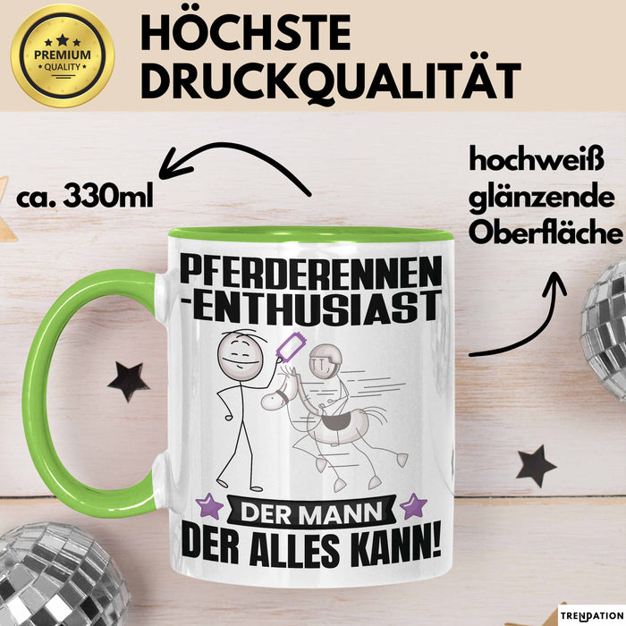 Pferderennen-Enthusiast Tasse Geschenk für Pferderennen-Enthusiast Der Mann Der Alles Kann Geschenkidee zum Geburtstag Grün Trendation