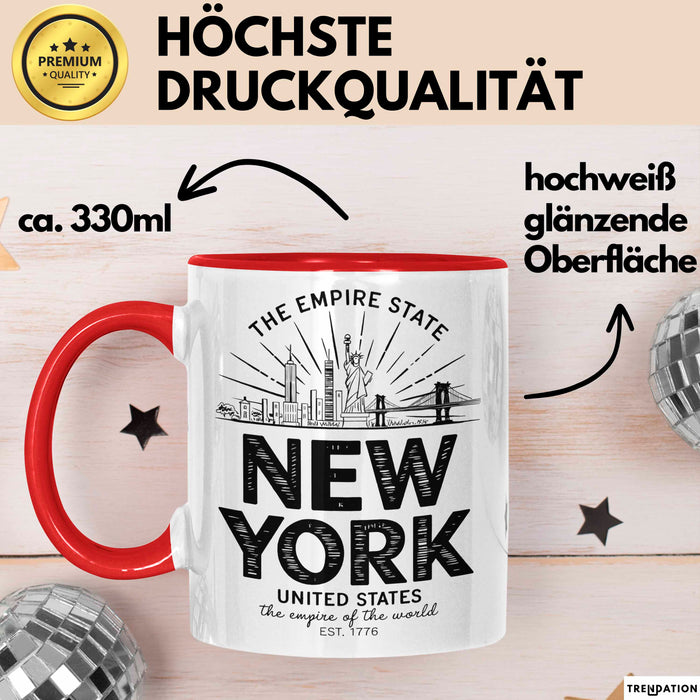New York City USA Tasse Geschenk Lustige Geschenkidee Spruch Rot Trendation