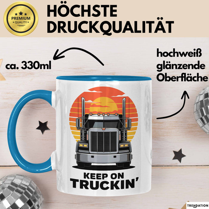 LKW Fahrer Tasse Geschenk Lustige Geschenkidee Spruch Für Straßen Krieger Blau Trendation