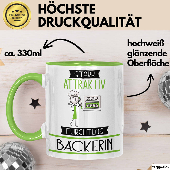 Bäckerin Tasse Geschenk Becher Stark Attraktiv Furchtlos Bäckerin Lustige Geschenkidee Grün Trendation