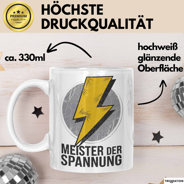 Elektriker Tasse Geschenk Meister der Spannung Geschenk Weiß Trendation