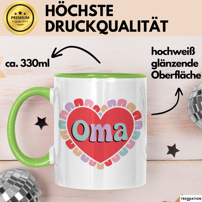 Oma Tasse Geschenkidee Oma Herz Liebende Familie Nana Grün Trendation