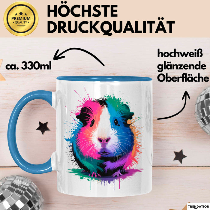 Buntes Meerschweinchen Tierliebhaber Tasse Geschenk Lustige Geschenkidee Spruch Blau Trendation