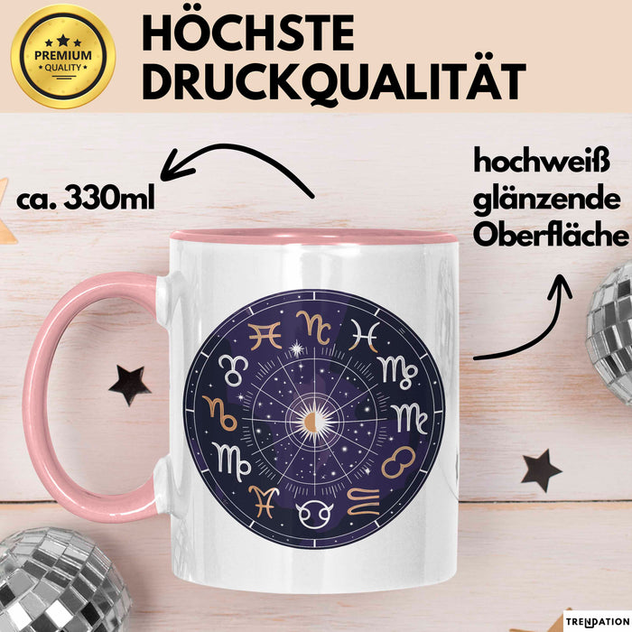 Astrologe Tasse Geschenkidee für Sternzeichen Fans Rosa Trendation