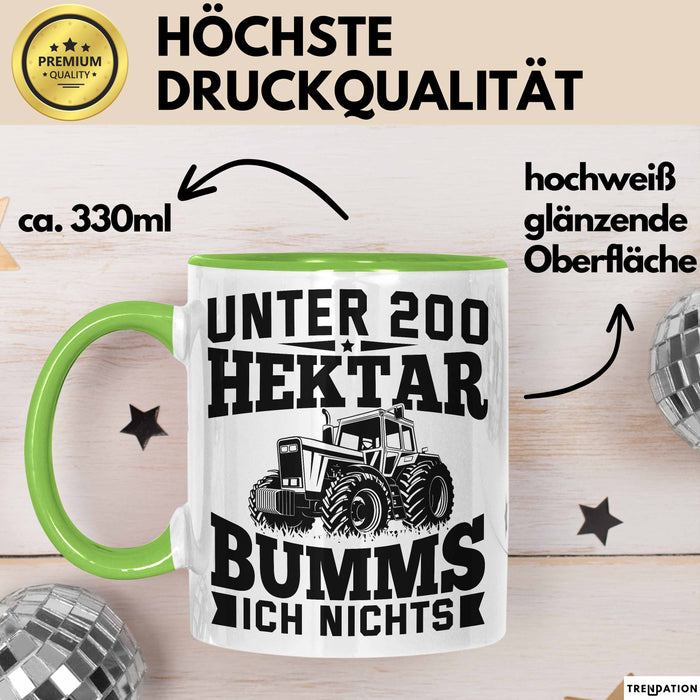 Landwirt Tasse Geschenk Unter 200 Hektar Bumms Ich Nichts Bauer Traktor Becher Grün Trendation