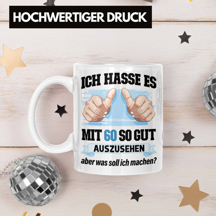 Trendation - 60. Geburtstag Tasse Frau Männer Geschenk 60er Geschenkidee 60 Mutter Vater Mann Frauen Lustig Geschenke Deko Weiß Trendation