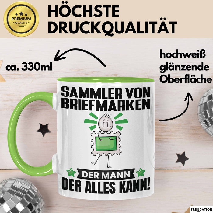 SammlervonBriefmarken Tasse Geschenk für SammlervonBriefmarken Der Mann Der Alles Kann Geschenkidee zum Geburtstag Grün Trendation