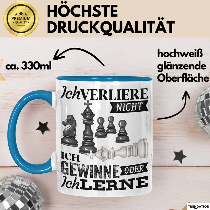 Schach Tasse Geschenk Ich Verliere Nicht Gewinnen Lernen Spruch Geschenkidee Blau Trendation