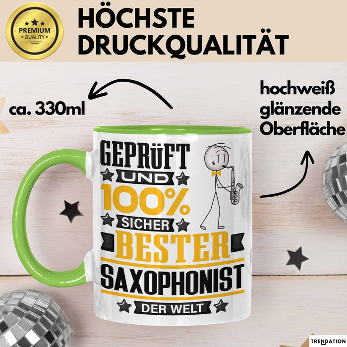 Saxophonist Geschenk Lustiger Spruch für Saxophonist Geschenkidee Bester Saxophonist Der Welt Grün Trendation