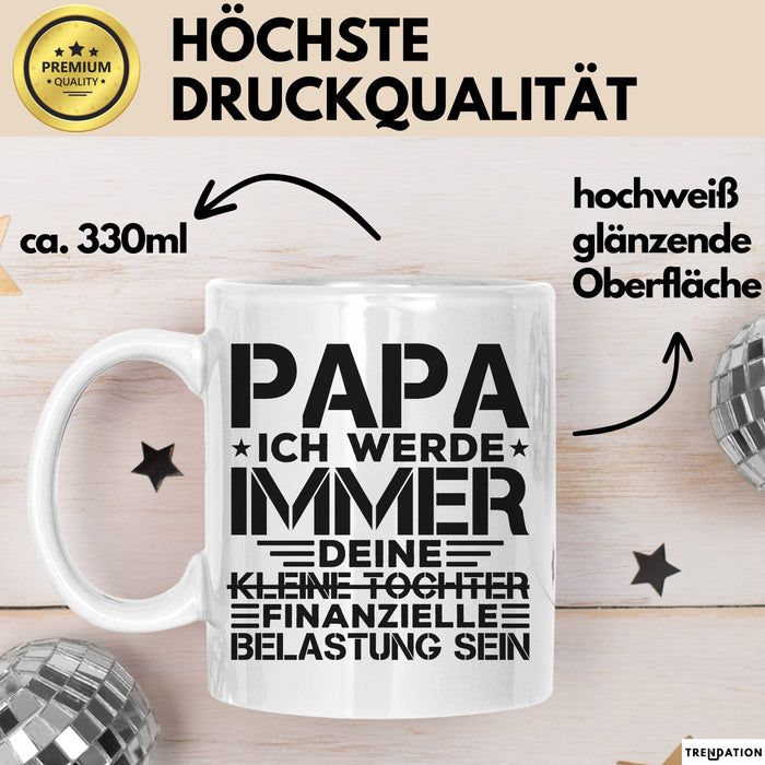 Papa Tasse Geschenk Ich Werde Immer Deine Kleine Tochter Sein Geschenkidee Weiß Trendation