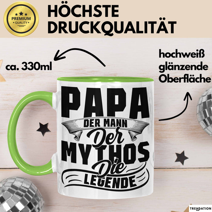 Papa Der Mann Der Mythos Die Legende Tasse Vatertag Spruch Bester Papa Geschenkidee Vater Grün Trendation