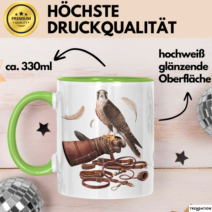 Falke Adlerei Enthusiast Tasse Geschenk Lustige Geschenkidee Spruch Für Greifvogel Fans Grün Trendation