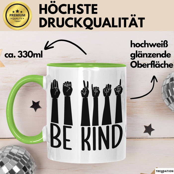 Be Kind Tasse Geschenk Sozialarbeiter Soziale Arbeit Tassen Geschenkidee Grün Trendation