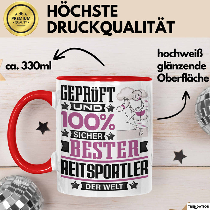 Reitsportler Geschenk Lustiger Spruch für Reitsportler Geschenkidee Bester Reitsportler Der Welt Rot Trendation