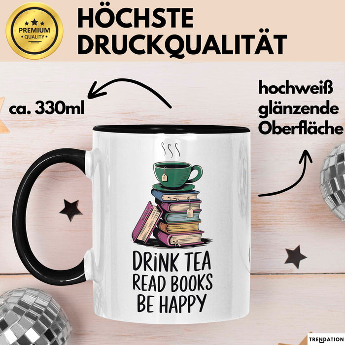 Buchleser Bücher Lesen Tasse Geschenk Lustige Geschenkidee Spruch Tee Trinken Bücher Lesen Schwarz Trendation